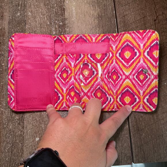 Vera Bradley Clementine Floral Print Trifold Wallet ID Pocket - Picture 2 of 8